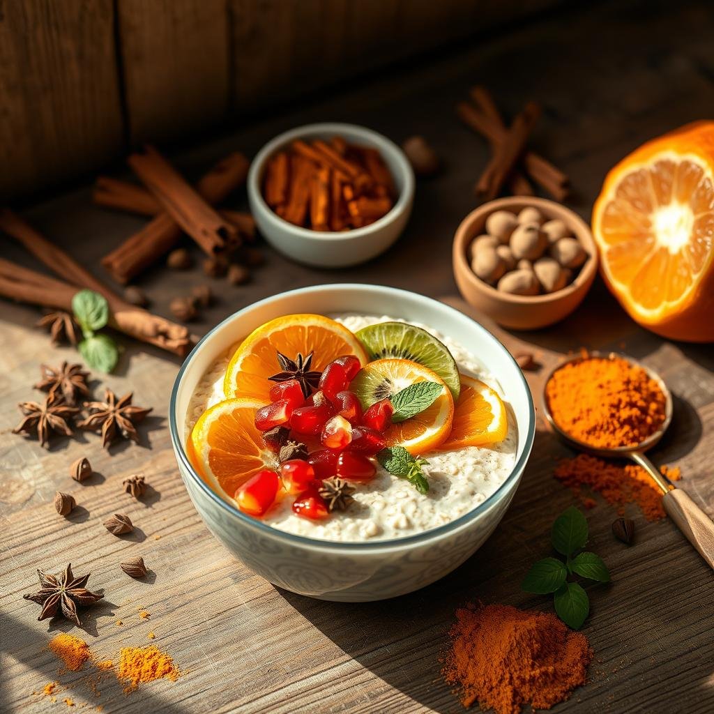 Flavor experimentation with spices and seasonal fruits in overnight oats